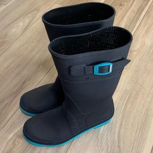 Kamik Girls Rain Boots, size 3 youth, navy/teal excellent condition